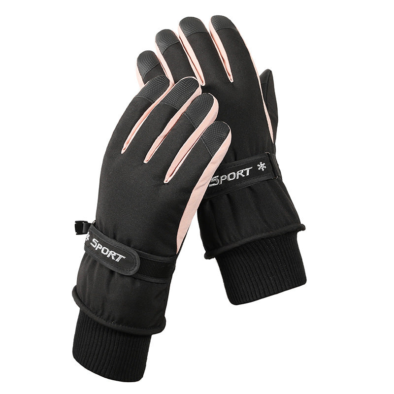 Men's And Women's Outdoor Cycling Can Touch The Screen Warm Plus Velvet Gloves