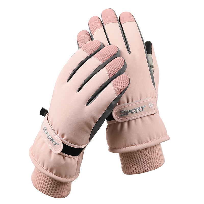 Men's And Women's Outdoor Cycling Can Touch The Screen Warm Plus Velvet Gloves