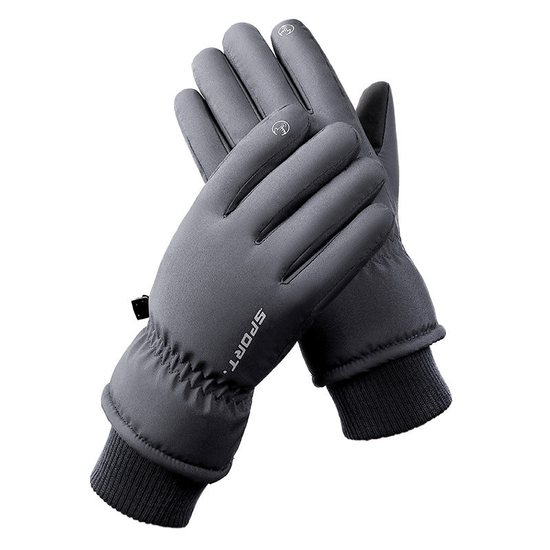 Men's And Women's Outdoor Cycling Can Touch The Screen Warm Plus Velvet Gloves