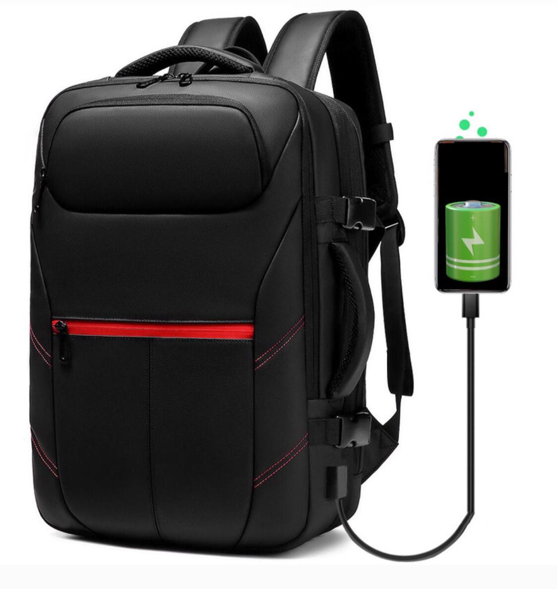 Bag with external charger