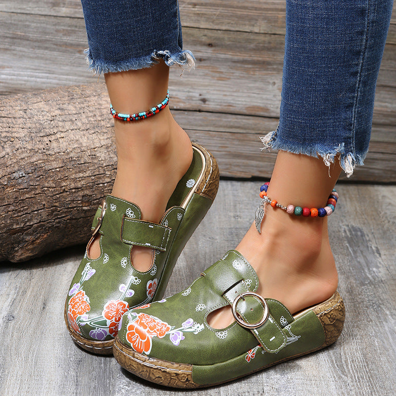 Women's Printed Clogs Slip-on Platform Beach Sandals