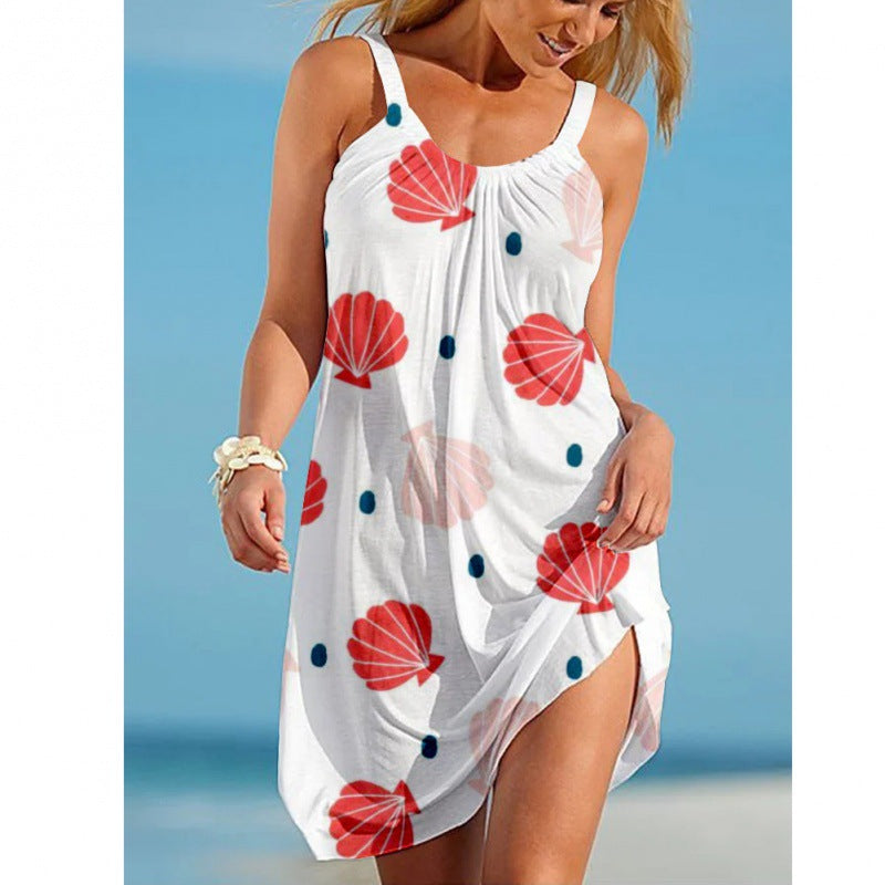 Women's Printed Sleeveless Loose Casual Beach Dress