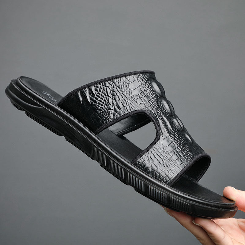 Men's Beach Shoes Leather Outdoor Sandals Pattern European Fashion Sandals