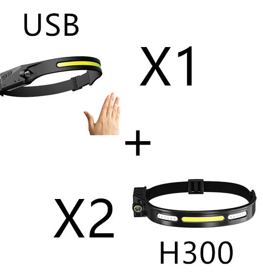 COB LED Induction Riding Headlamp Flashlight