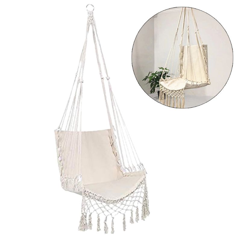 Stylish Macrame Swing Chair with Adjustable Height