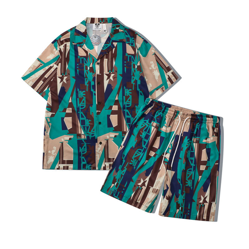 Surf Beach Flower Shirt Set Casual Print