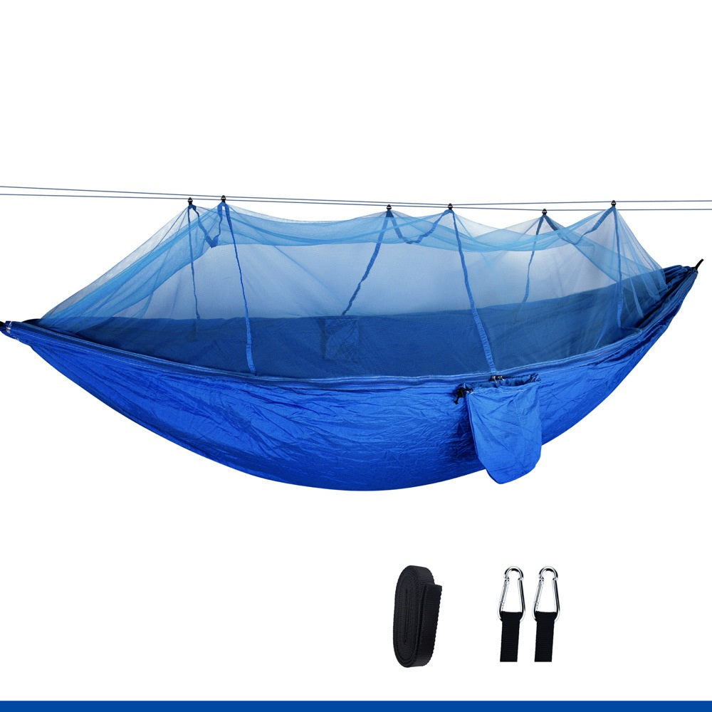 Outdoor Double Hammock with Mosquito-Proof Densified Mesh for Relaxation and Protection