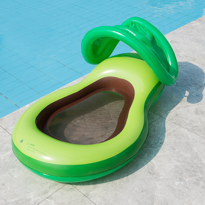  Inflatable Avocado Floating Bed with Clip Net and Sunshade