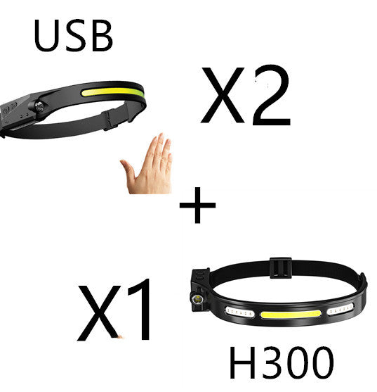 COB LED Induction Riding Headlamp Flashlight