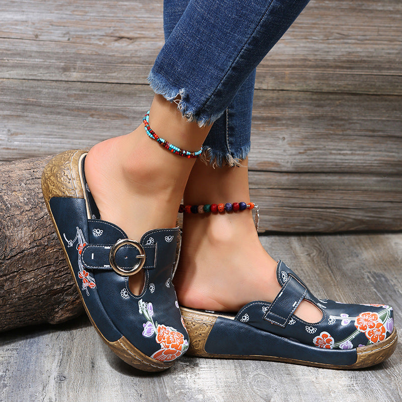 Women's Printed Clogs Slip-on Platform Beach Sandals