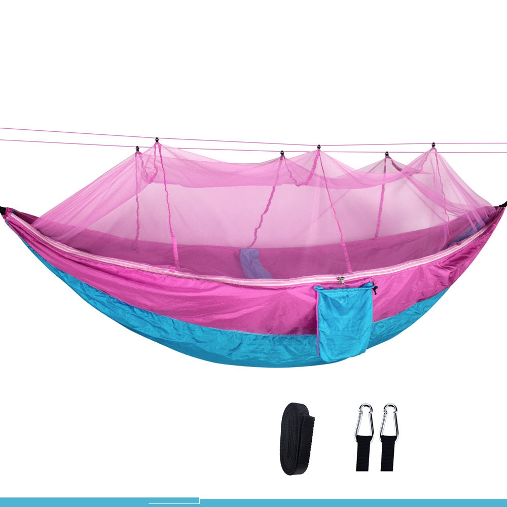 Comfortable Double Hammock with Mosquito-Proof Densified Mesh for Outdoor Lounging