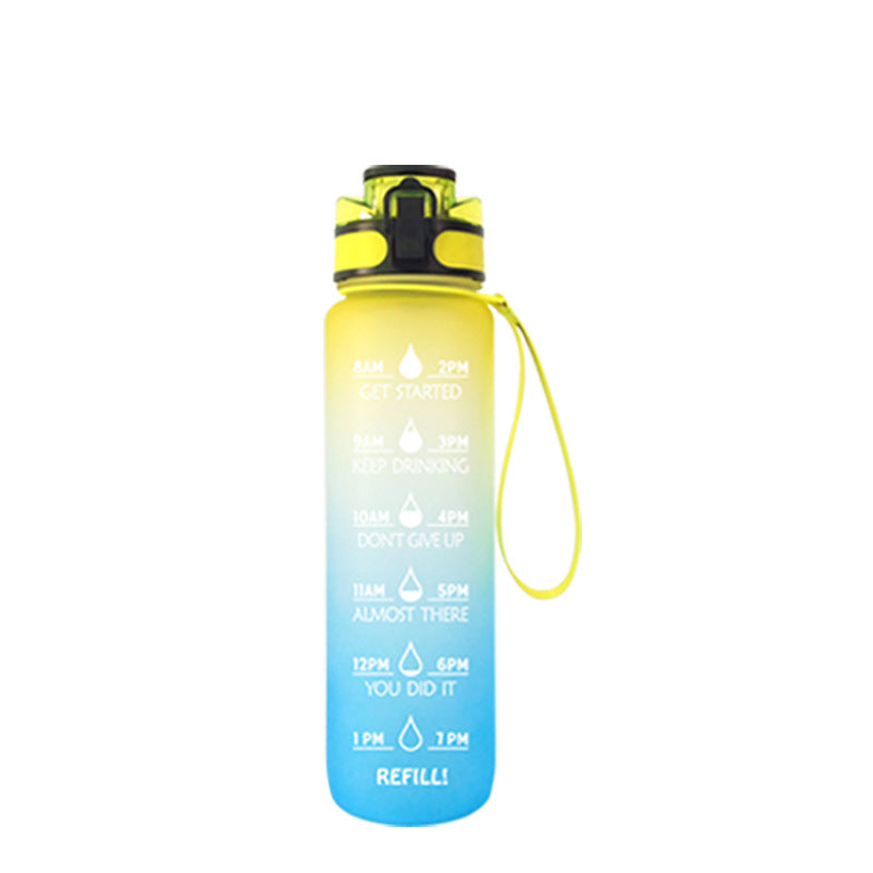  BPA-Free 1000ml Water Bottle with Transparent Flask Design and Cute Kawaii Cup