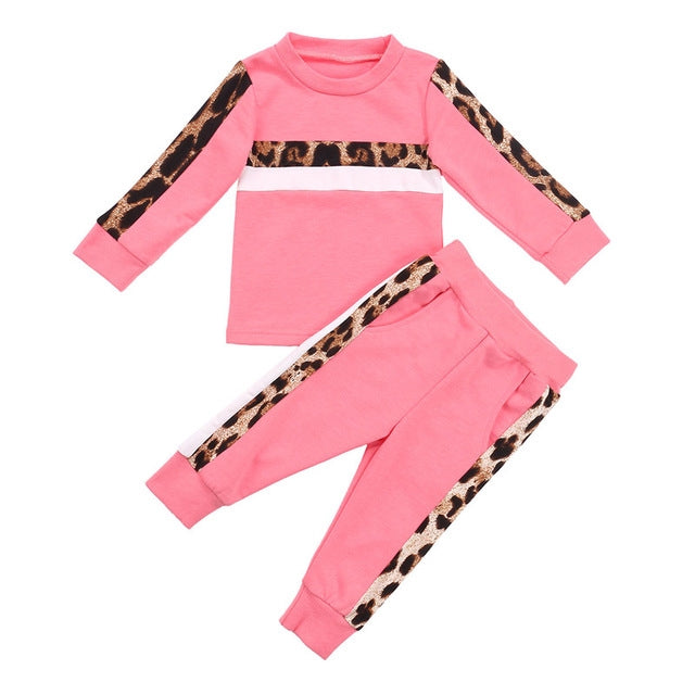 Baby Girls Clothes Set Spring Winter Children Leopard Tracksuits