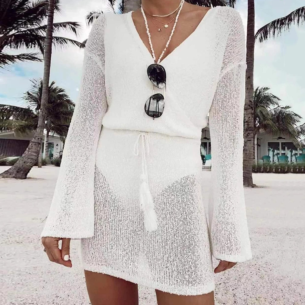 V-neck Sweater Sunscreen Beach Dress