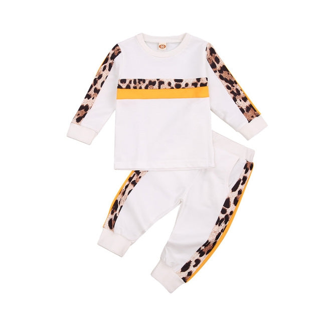 Baby Girls Clothes Set Spring Winter Children Leopard Tracksuits