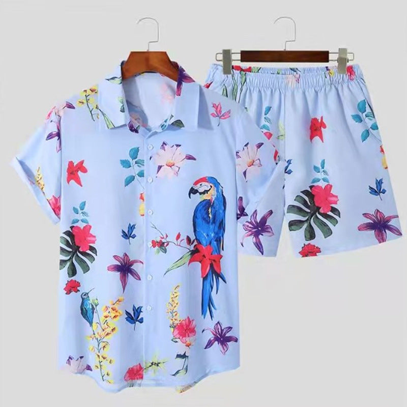 Streaming Beach Style Short Sleeve Shirt Shorts Casual Suit