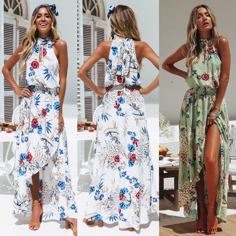 Beach Flowers Print Dress Bohemian Style Long Dress Summer