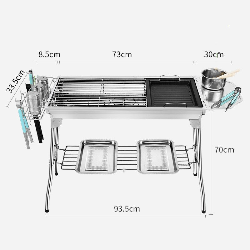 Portable Stainless Steel BBQ Grill for Outdoor Cooking