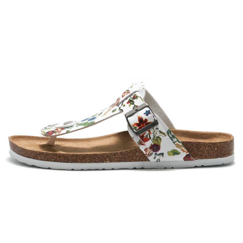 Women's Flip Flops Cork Beach Couple Leather Sandals