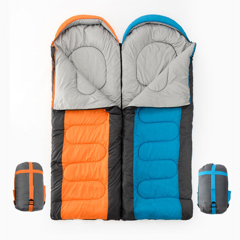 Interlocking hooded Envelope sleeping bag