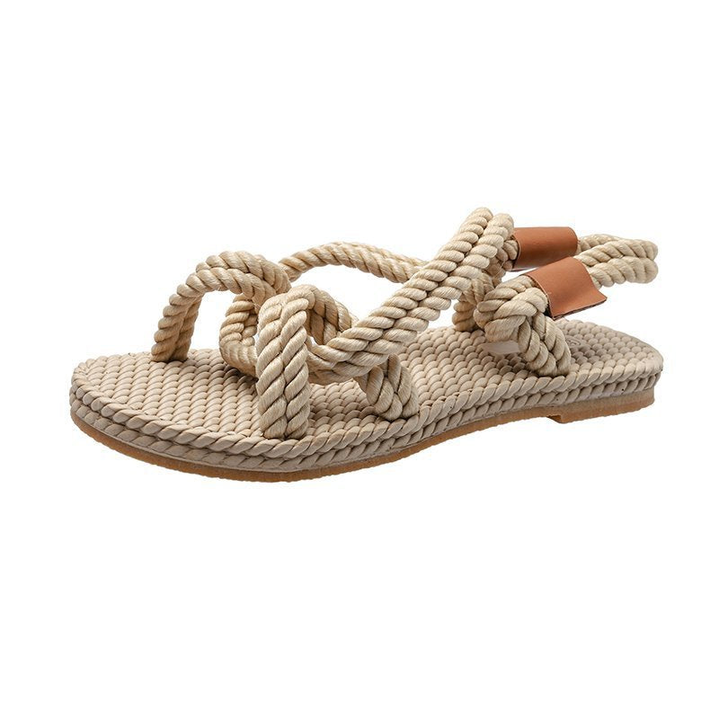 Women's Linen Woven Hemp Rope Sandals Beach Shoes