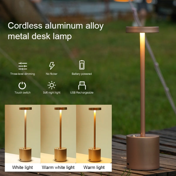 Waterproof Rechargeable LED Desk Lamp with Touch Dimming