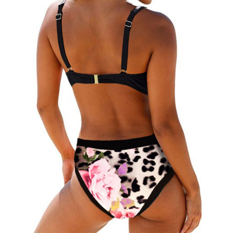 Plus Size Printed Split Bikini Swimsuit