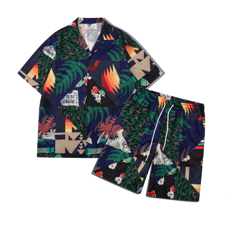 Surf Beach Flower Shirt Set Casual Print