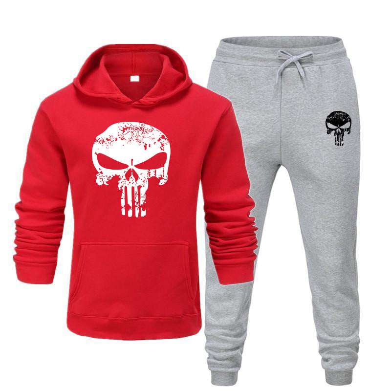 Pieces Sets Tracksuit Men Skull Brand Autumn Winter Hooded