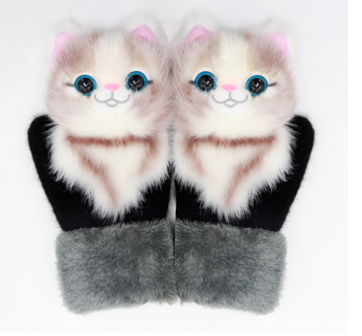 Cartoon Animal Autumn And Winter Warm Mittens