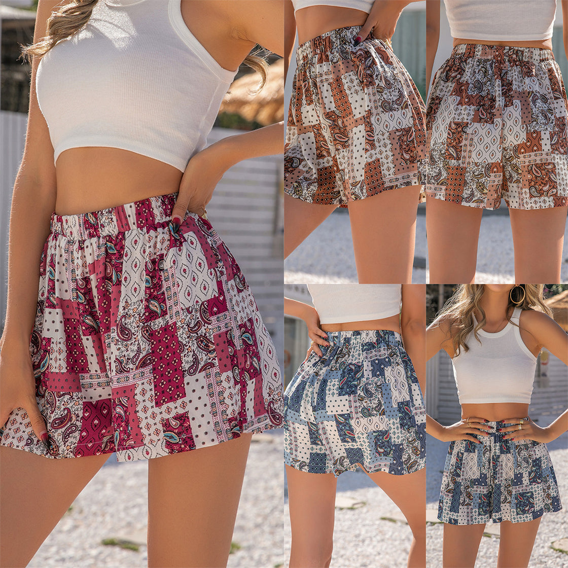 Bohemian Beach Resort Print Shorts Women's