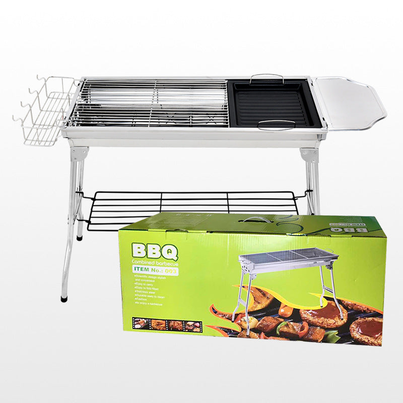 Outdoor Stainless Steel BBQ Grill with Folding Legs