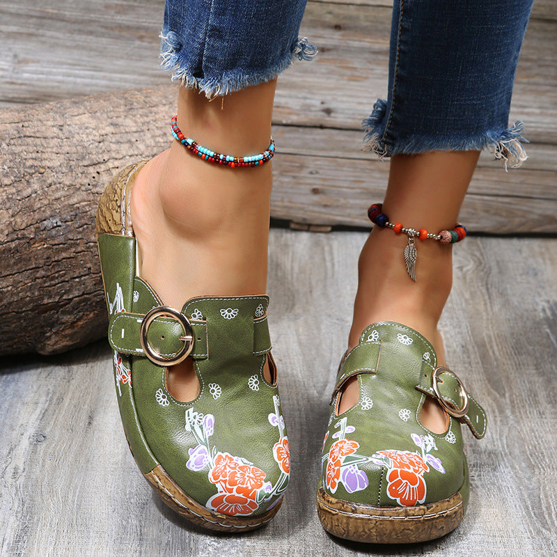 Women's Printed Clogs Slip-on Platform Beach Sandals