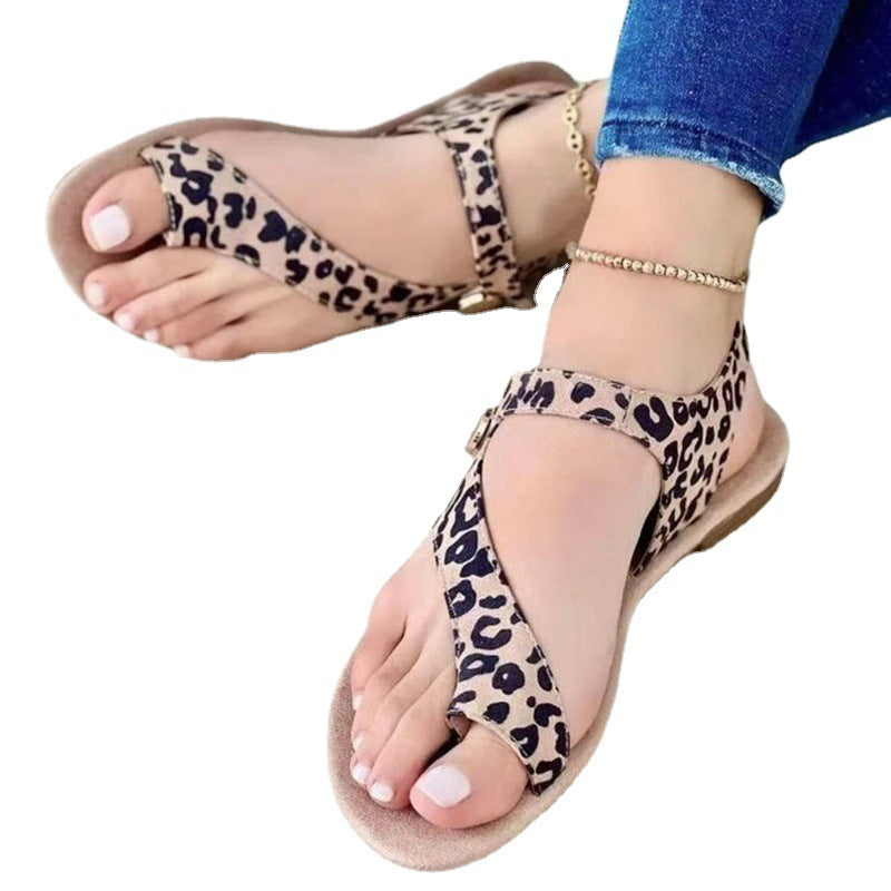 Plus Size Women's Leopard Print Casual Beach Sandals